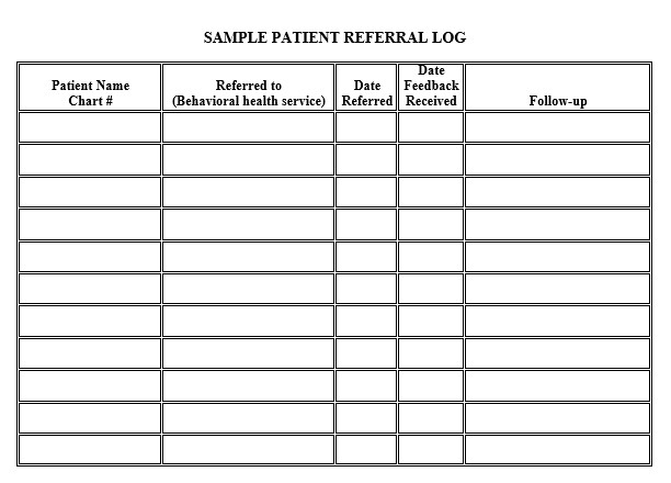 Patient Referral Log Example